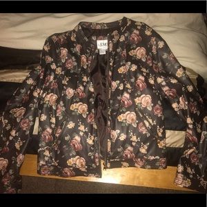 Feau Leather brown and floral jacket